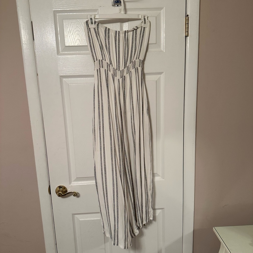 Strapless wide leg jump suit
